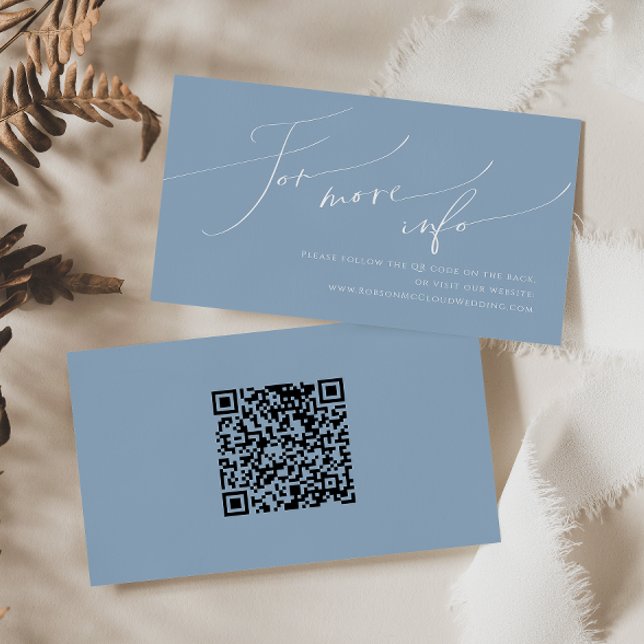 Whimsical Script | Blue Wedding QR Code Website Enclosure Card (Creator Uploaded)