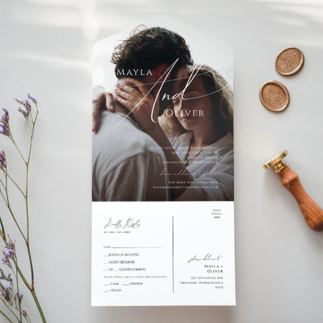 Whimsical Script Casual Photo Seal and Send All In One Invitation (Creator Uploaded)