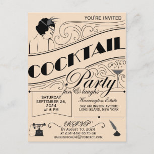 Whimsical script Cocktail party invitation