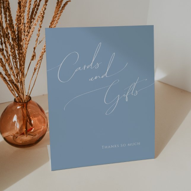 Whimsical Script | Dusty Blue Cards and Gifts Pedestal Sign (Creator Uploaded)