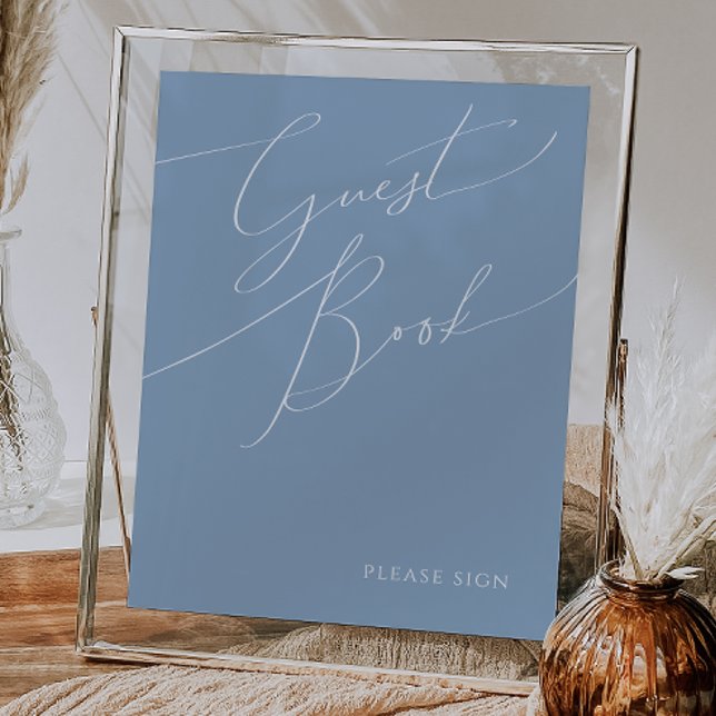 Whimsical Script | Dusty Blue Guest Book Sign (Creator Uploaded)