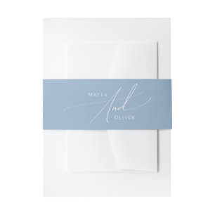Whimsical Script Dusty Blue Invitation Belly Band