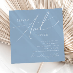 Whimsical Script   Dusty Blue Square Wedding Invitation