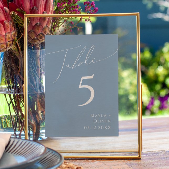 Whimsical Script | Dusty Blue Table Number (Creator Uploaded)