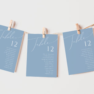 Whimsical Script   Dusty Blue Table Number Chart