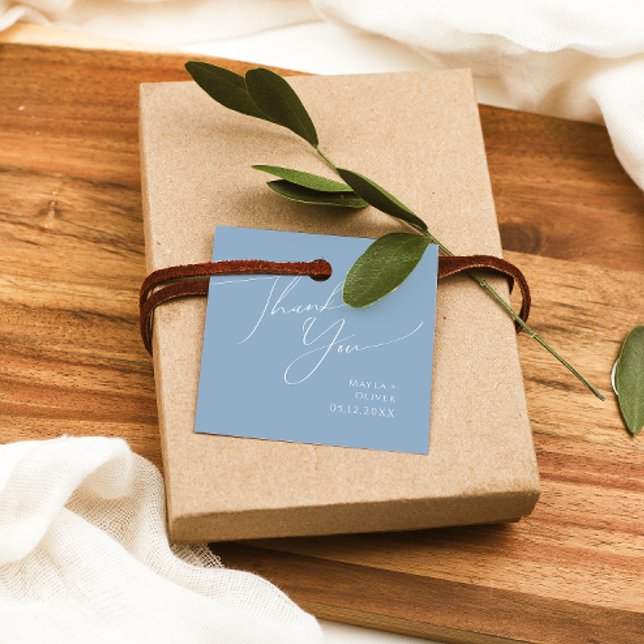 Whimsical Script | Dusty Blue Thank You Favour Tag (Creator Uploaded)