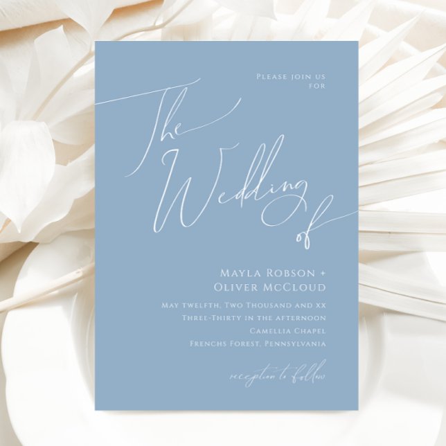 Whimsical Script | Dusty Blue The Wedding Of Invitation (Creator Uploaded)
