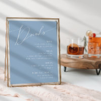 Whimsical Script | Dusty Blue Wedding Drinks Menu