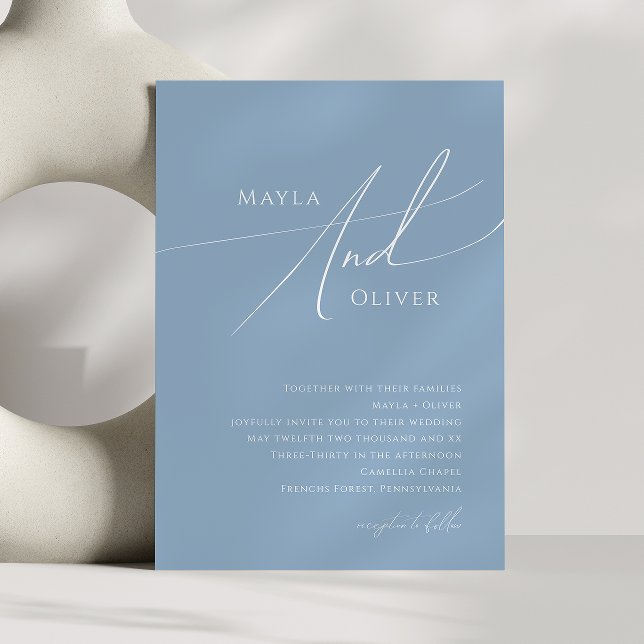 Whimsical Script | Dusty Blue Wedding Invitation (Creator Uploaded)