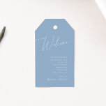 Whimsical Script | Dusty Blue Wedding Welcome Gift Tags<br><div class="desc">Introducing our stunning whimsical script | dusty blue wedding welcome gift tags perfect for your simple modern boho spring celebration. Our elegant design includes a vibrant bright, pastel colour palette with a vintage chic calligraphy script. Whether you prefer a minimalist or classic style, our unique editable product offers luxury and...</div>
