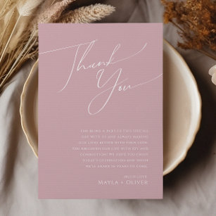 Whimsical Script   Dusty Rose 5"x7" thank You Card