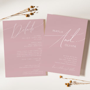 Whimsical Script Dusty Rose All In One Wedding Invitation
