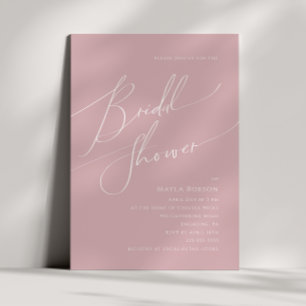 Whimsical Script   Dusty Rose Bridal Shower Invitation