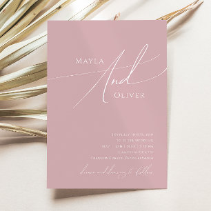 Whimsical Script   Dusty Rose Casual Wedding Invitation