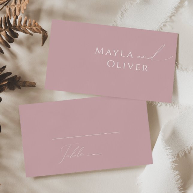 Whimsical Script | Dusty Rose Flat Wedding Place Card (Creator Uploaded)