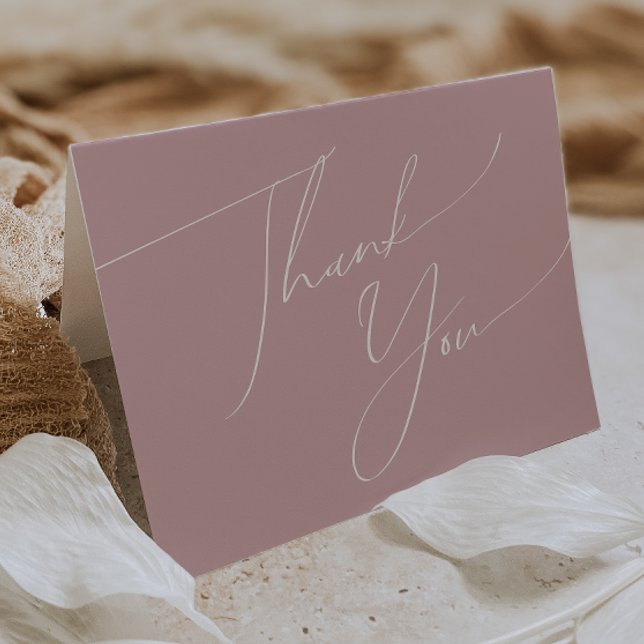 Whimsical Script Dusty Rose Folded Thank You Card (Creator Uploaded)