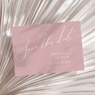 Whimsical Script Dusty Rose Horizontal Save The Date