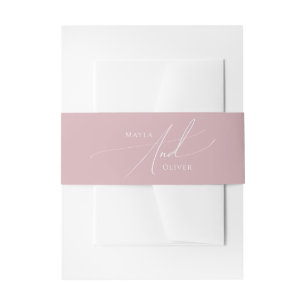 Whimsical Script Dusty Rose Invitation Belly Band