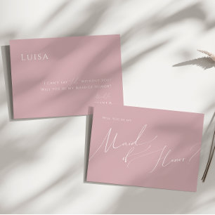 Whimsical Script   Dusty Rose Maid of Honour Card