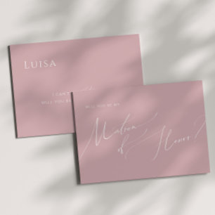 Whimsical Script Dusty Rose Matron of Honour Car Invitation