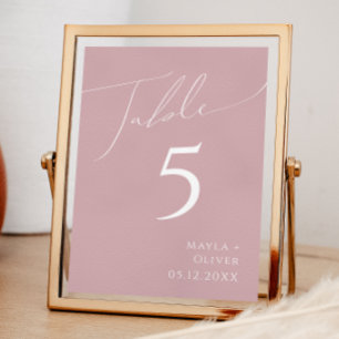 Whimsical Script   Dusty Rose Table Number