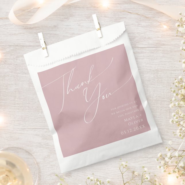 Whimsical Script | Dusty Rose Thank You Favour Bag (Clipped)