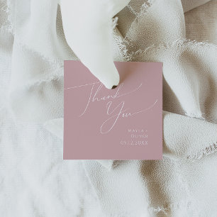 Whimsical Script   Dusty Rose Thank You Favour Tag