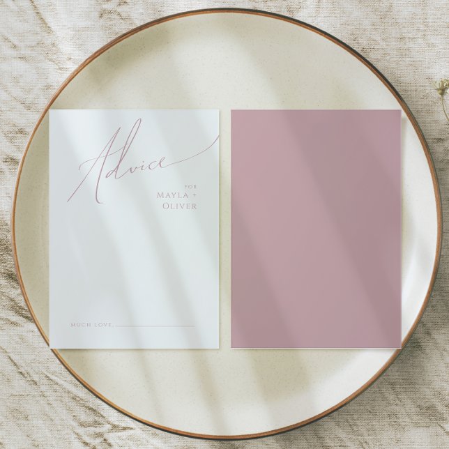 Whimsical Script | Dusty Rose Wedding Advice Card (Creator Uploaded)