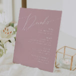 Whimsical Script | Dusty Rose Wedding Drinks Menu Pedestal Sign<br><div class="desc">Introducing our stunning whimsical script | dusty rose wedding drinks menu pedestal sign perfect for your simple modern boho spring celebration. Our elegant design includes a vibrant bright, pastel colour palette with a vintage chic calligraphy script. Whether you prefer a minimalist or classic style, our unique editable product offers luxury...</div>