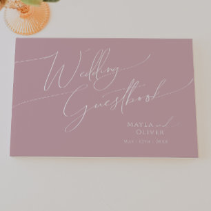 Whimsical Script   Dusty Rose Wedding Guestbook