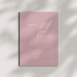 Whimsical Script Dusty Rose Wedding Invitation