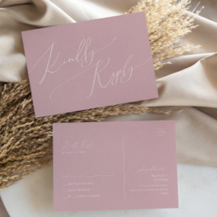 Whimsical Script   Dusty Rose Wedding RSVP Postcard