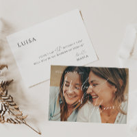 Whimsical Script Faded Photo Matron of Honor Card