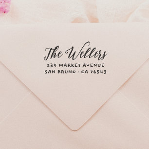 Whimsical Script Family Name & Typography Address Self-inking Stamp