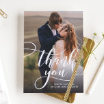 Whimsical Script Full Photo Wedding Thank You Postcard<br><div class="desc">This stylish thank you postcard highlights your photo by pairing it with whimsical and romantic modern calligraphy script. Simply add your photos and the details of your big day using the template provided. Please visit our shop to see more designs like this</div>