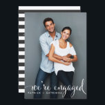 Whimsical Script Photo Engagement Party Invitation<br><div class="desc">Modern photo engagement party invitation featuring stripes pattern.</div>