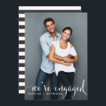 Whimsical Script Photo Engagement Party Invitation<br><div class="desc">Modern photo engagement party invitation featuring stripes pattern.</div>