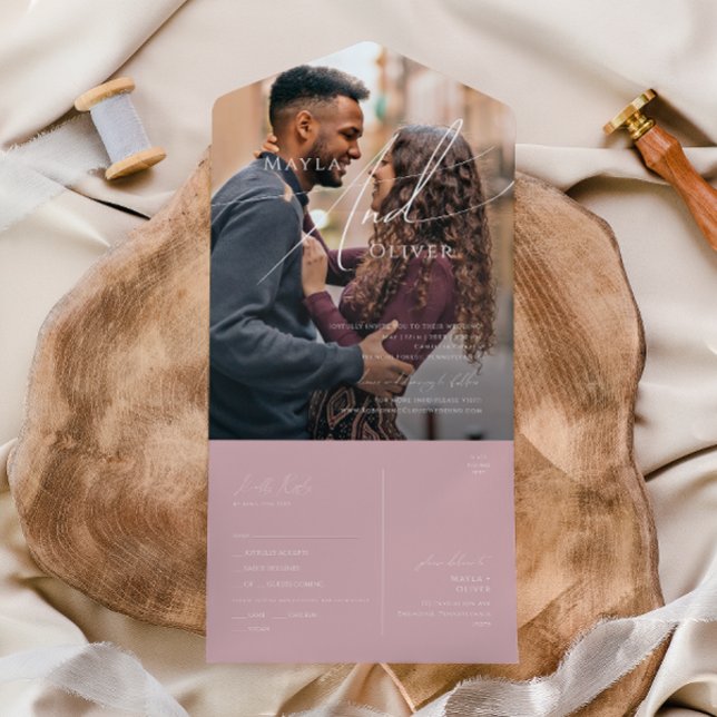 Whimsical Script | Rose Casual Photo Seal and Send All In One Invitation (Creator Uploaded)