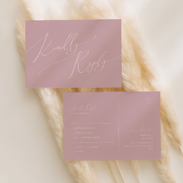 Whimsical Script | Rose Menu Choice RSVP Postcard (Creator Uploaded)