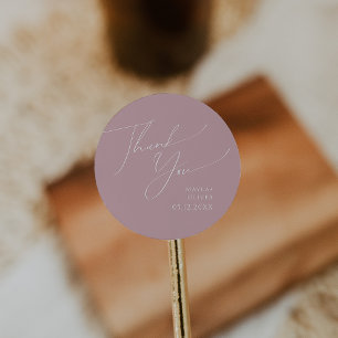 Whimsical Script   Rose Thank You Wedding Favour Classic Round Sticker