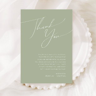 Whimsical Script   Sage Green 5"x7" thank You Card