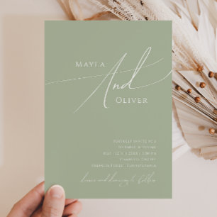 Whimsical Script   Sage Green Casual Wedding Invitation