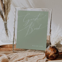 Whimsical Script | Sage Green Guest Book Sign