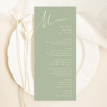 Whimsical Script | Sage Green Wedding Dinner Menu<br><div class="desc">Introducing our stunning whimsical script | sage green wedding dinner menu perfect for your simple modern boho spring celebration. Our elegant design includes a vibrant bright, pastel colour palette with a vintage chic calligraphy script. Whether you prefer a minimalist or classic style, our unique editable product offers luxury and elegance,...</div>
