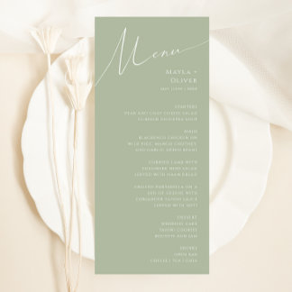 Whimsical Script | Sage Green Wedding Dinner Menu