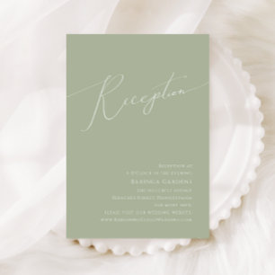 Whimsical Script Sage Green Wedding Reception Enclosure Card
