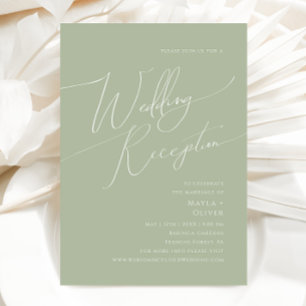 Whimsical Script   Sage Green Wedding Reception Invitation