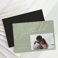 Whimsical Script | Sage Horizontal Save The Date 