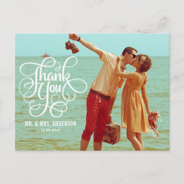 WHIMSICAL SCRIPT | WEDDING THANK YOU POSTCARD (Front)