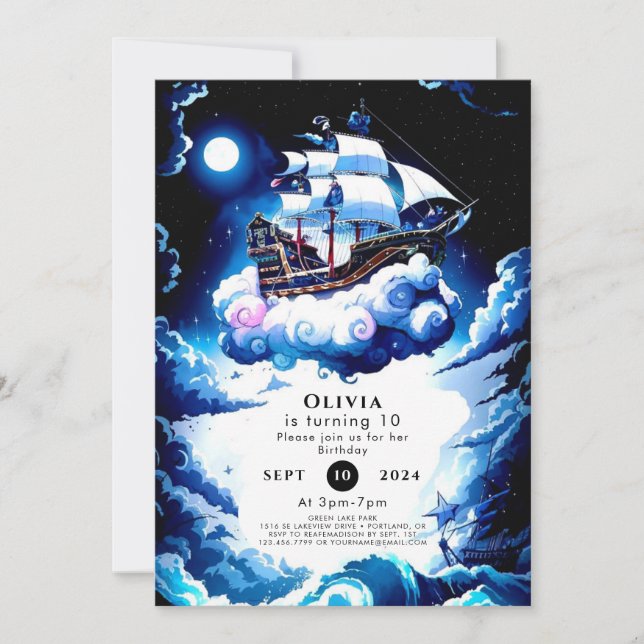 Whimsical Sea Adventure Pirate Birthday Invitation (Front)